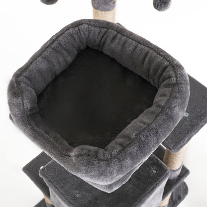 BEESCLOVER Cat Tree Toy Plush Indoor Multistory Cat Tree Toys Cat Climbing Frame Toy Grey