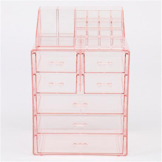 RONSHIN 2pcs Makeup Organizer Cosmetic Storage Drawers Pink