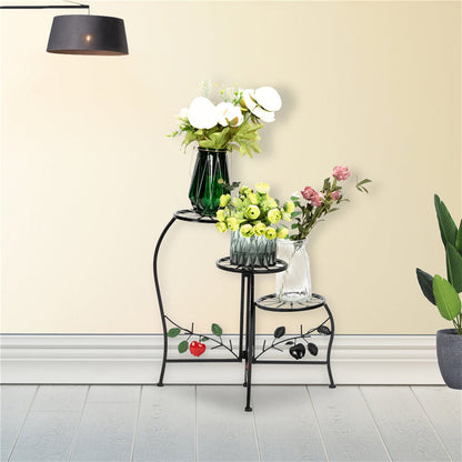 ALICIAN 3-tierd Flower Pot Stand Lacquer Painted Metal Black