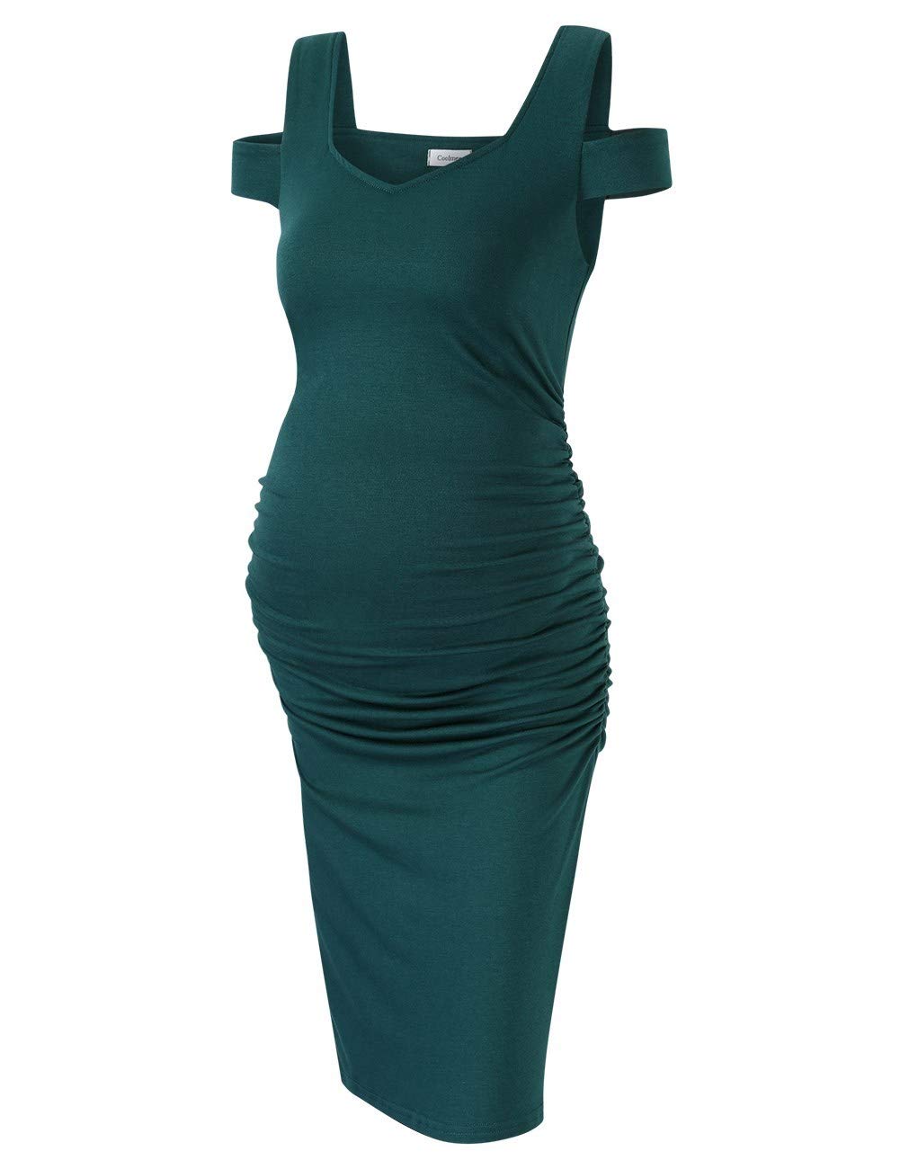 Maternity Dress Women's Casual V Neck Sleeveless Solid Color Ruched Knee-Length Maternity Dresses