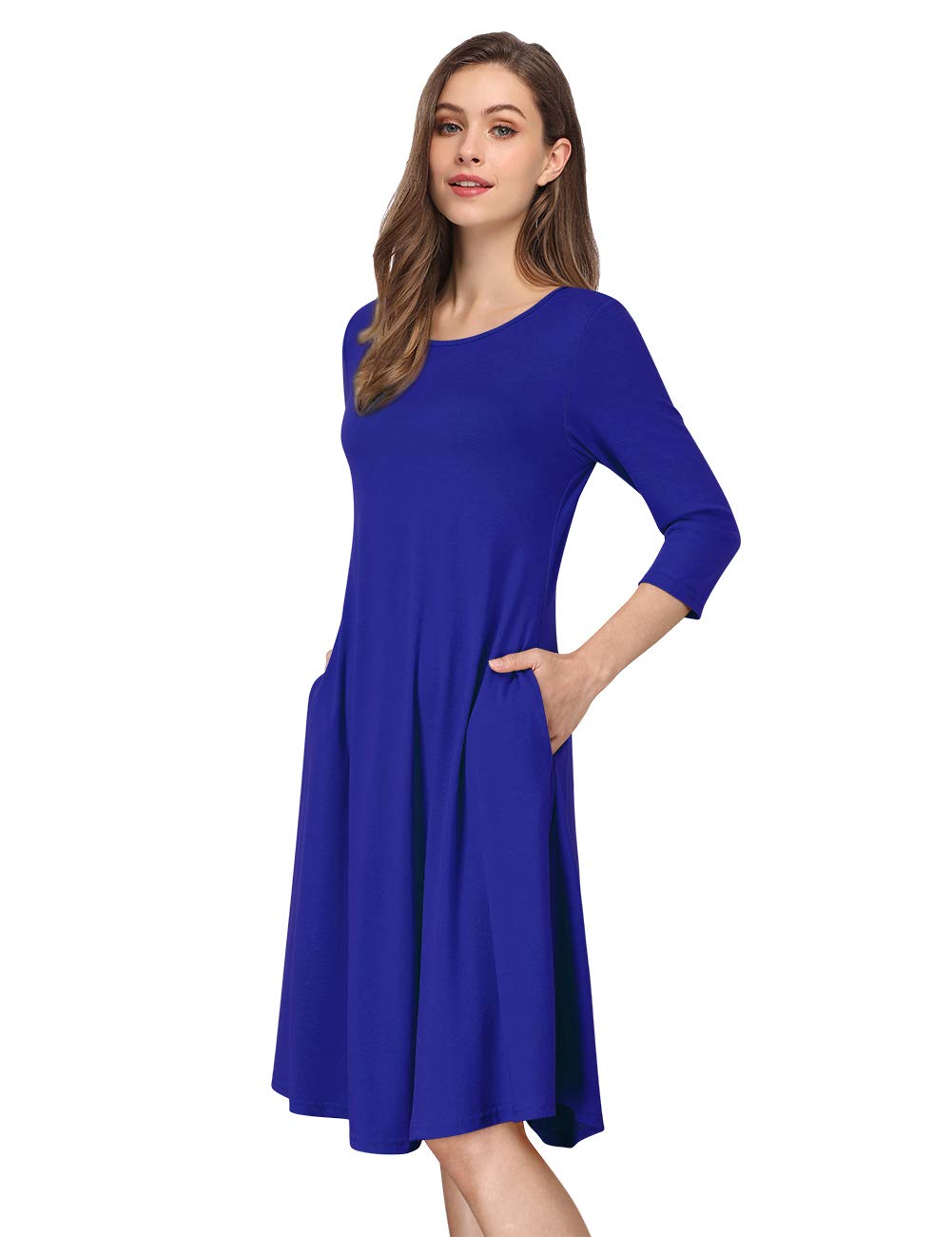 Summer Dress Round Neck Loose Swing Casual Midi Dress