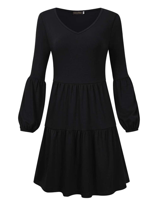 Women Wrap Dress V Neck A Line Knit Dress Work to Wear Dress