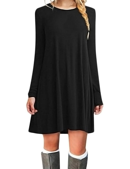 YESFASHION Women Long Sleeve Tunic Top Shirt Dress Casual Dress