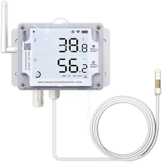 Ubibot GS1-AETH1RS + TH30S-B Ethernet Thermometer Hygrometer, WiFi Temperature Humidity Sensor, Digital Temperature Data Logger, Free App Email Alert (2.4GHz WiFi & RJ45 Ethernet, no hub Required)