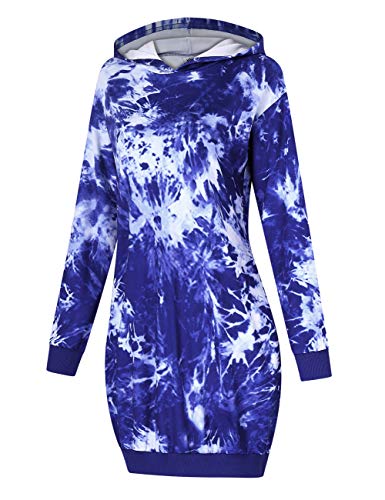 Women's Long Sleeve Pockets Tunic Pullover Hoodie Dress