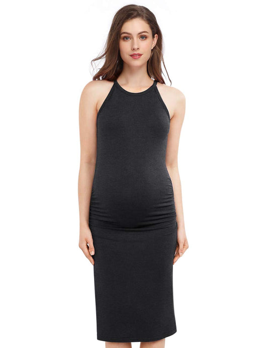 Maternity Dress Women's Halter Bodycon Maternity Dress Maternity Casual Spaghetti Strap Dress