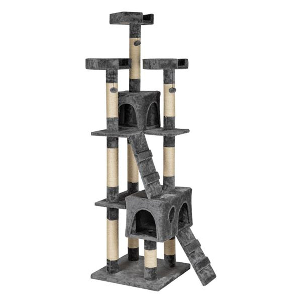 BEESCLOVER 66 Inch Sisal Cat Climbing Frame Cat Tree Tower Cat Pet Toy GREY