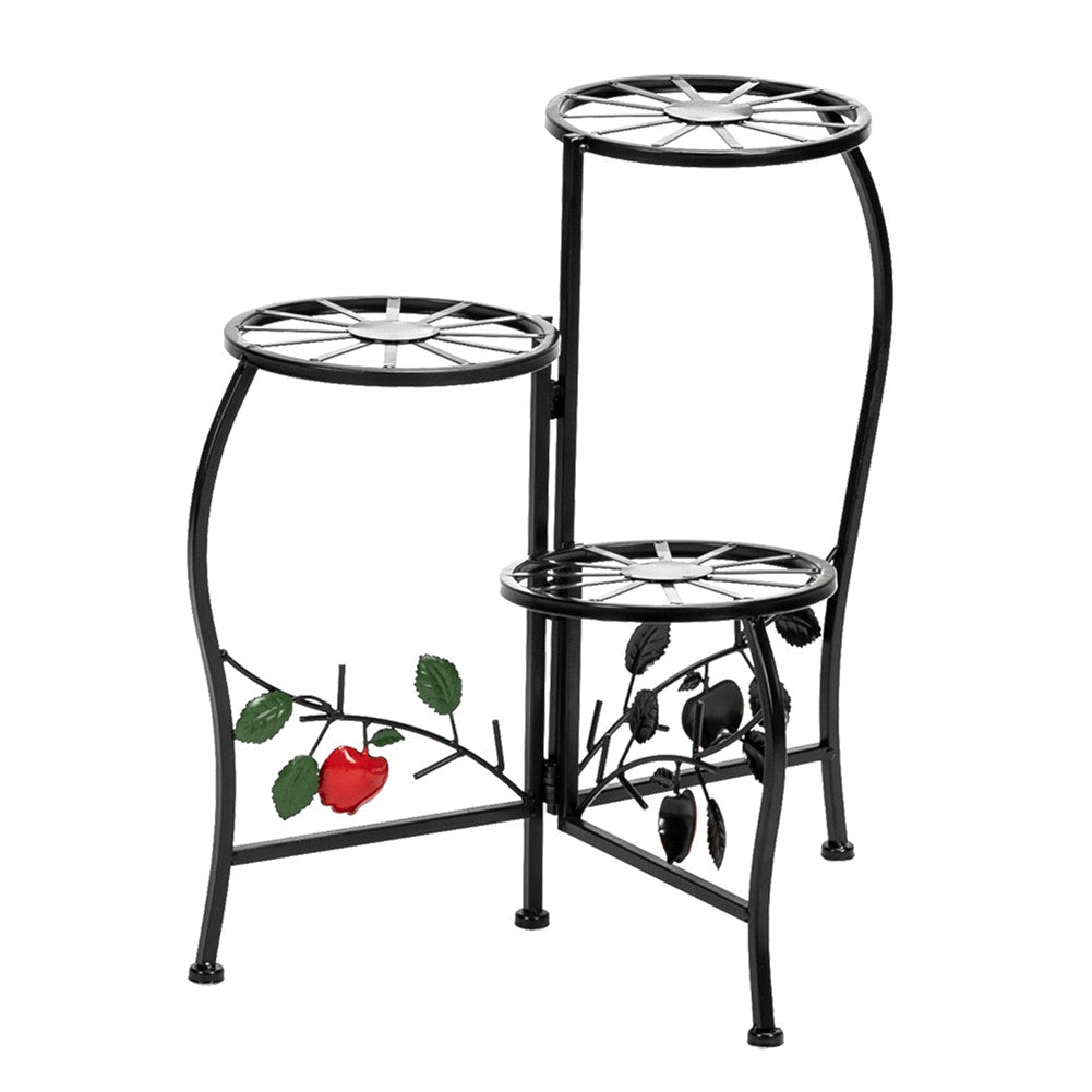 ALICIAN Metal Plant Stand Shelf 3-base Flower Pot Holder Organizing Racks Black