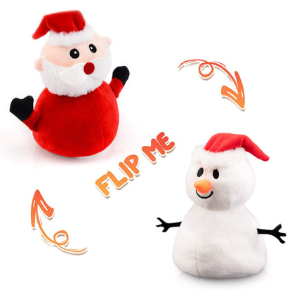 YIWA Flip Christmas Doll Santa Claus Plush Snowman Toy Double-Sided Stuffed Plush Soft Doll