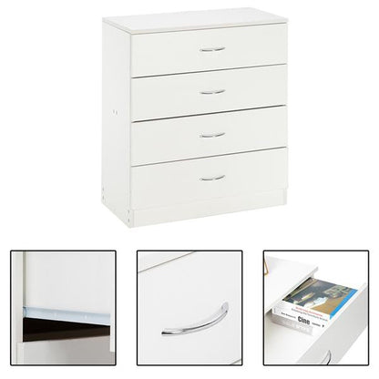 AMYOVE Fiberboard Wood Cabinet Dresser with 4-drawer White