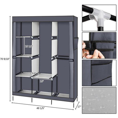 RONSHIN 71inch Portable Clothes Closet Home Wardrobe GREY