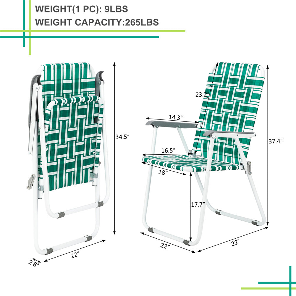 ALICIAN 2pcs Beach Chair Steel Tube Bearing 120kg Folding Beach Chair Light Green Stripes