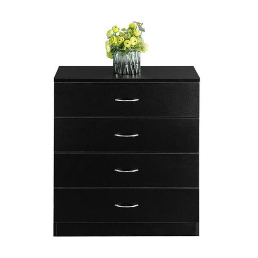 AMYOVE 4-Drawer Wooden Dresser Storage Cabinets with Handles Black