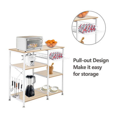 ALICIAN 4-layer Microwave Oven Rack Floor-standing White Maple