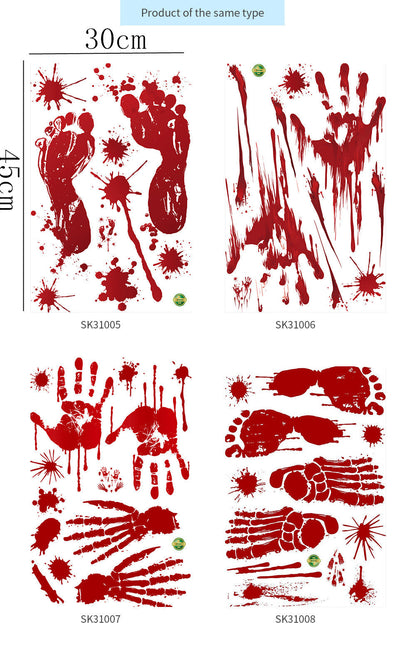 CYNDIE Halloween Decoration Bloody Handprints Footprints Pattern Wall Stickers