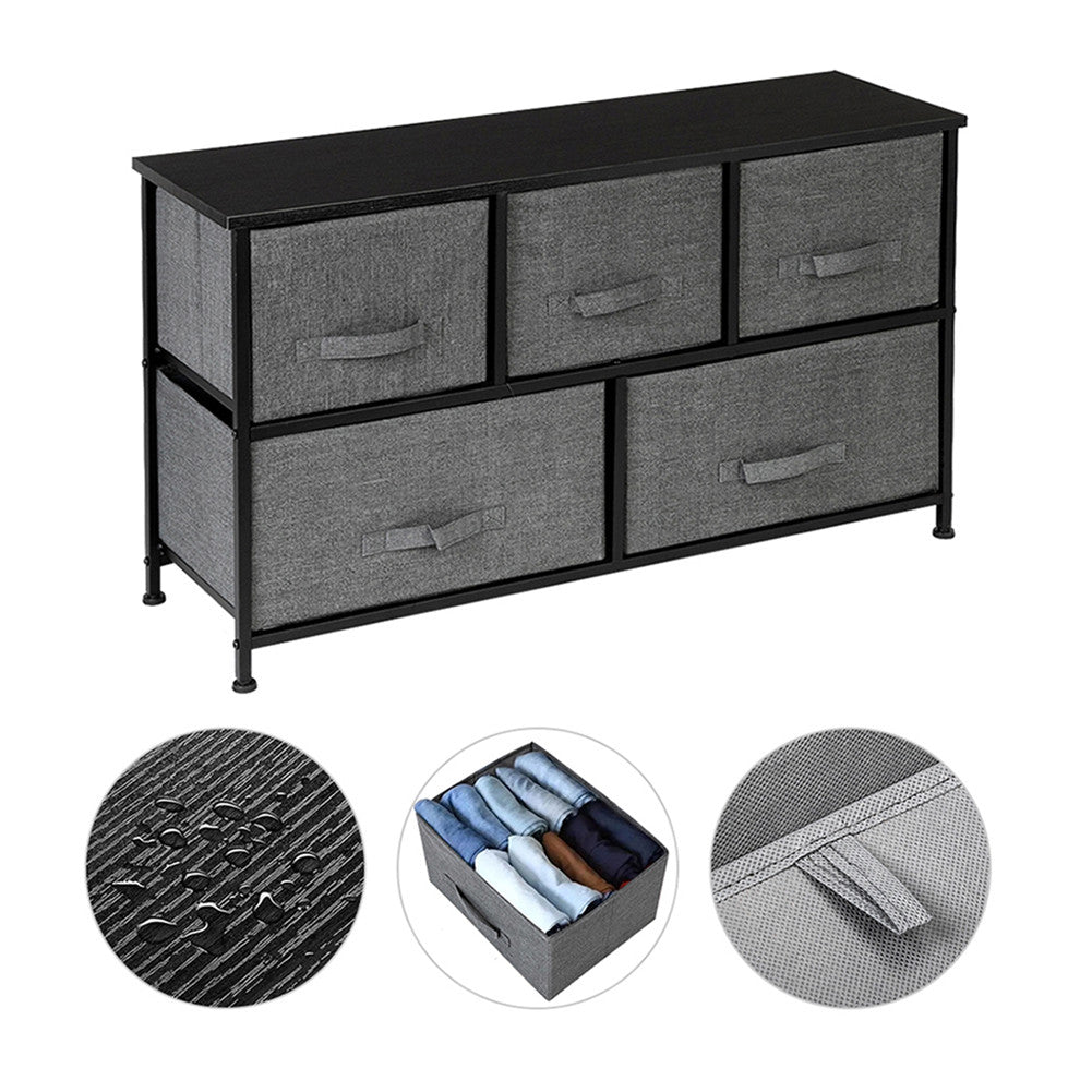 AMYOVE 2-layer Dresser 5-Drawer Storage Rack Household Organizer Furniture Dark Grey