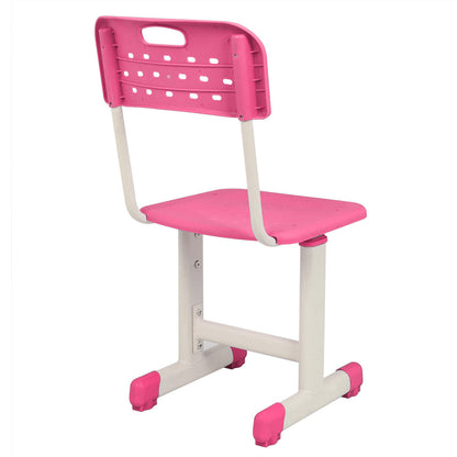 AMYOVE Student Table Chair Set Adjustable White Paint Wood Grain Surface Plastic Pink