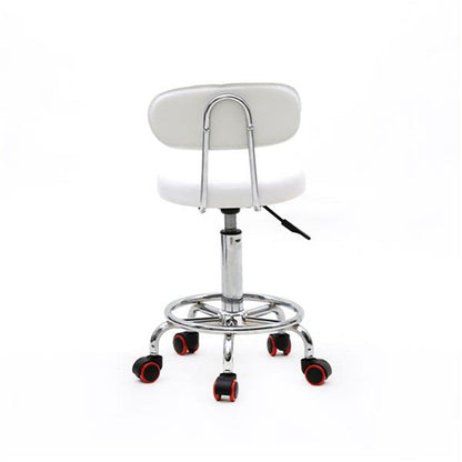 ALICIAN Salon Stool Leather Sponge Adjustable Spa Bar Stool White