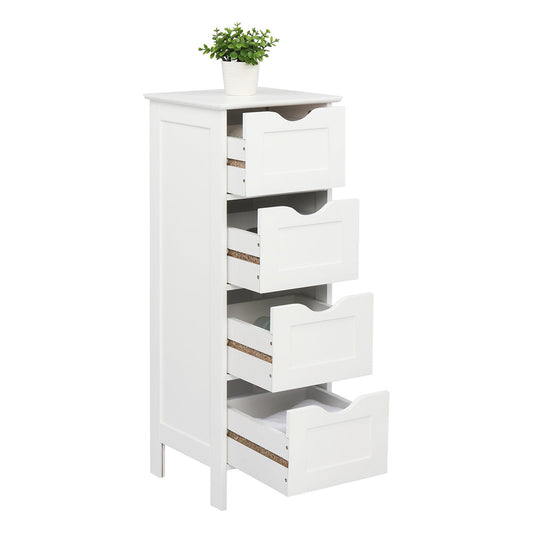 AMYOVE 4-Drawer Storage Cabinet Bathroom Storage Organizer White