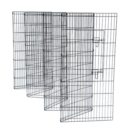 BEESCLOVER 48" Basics Play Area Foldable Metal Pet Wire Fence 8 Pieces with Open Doors Black