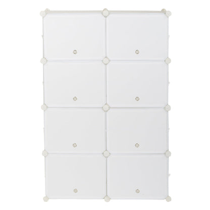 RONSHIN 2 Rows 7-tier 14 Grids Shoe Rack Organizer 40x30cm Cube Shoe Cabinet 72x32x122cm White