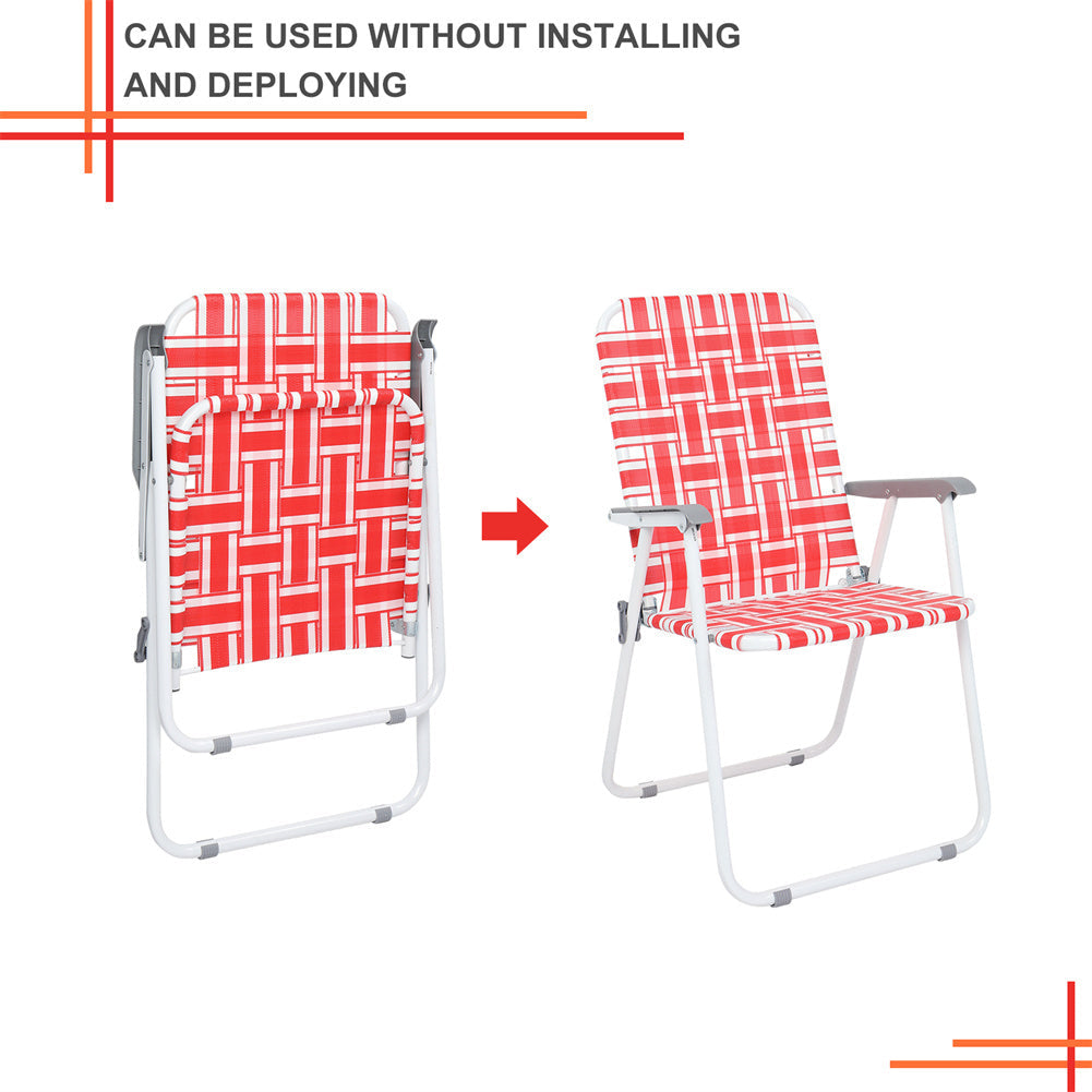 ALICIAN 2pcs Beach Chair Steel Tube Bearing 120kg Folding Beach Chair Red White Strips