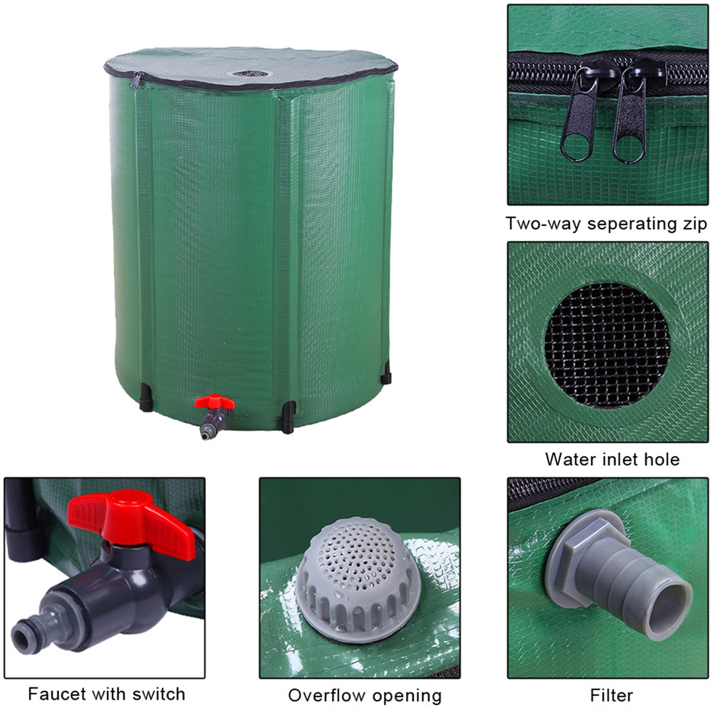 RONSHIN 500d 50 Gallon Folding Rain Barrel Foldable Rain Bucket Green