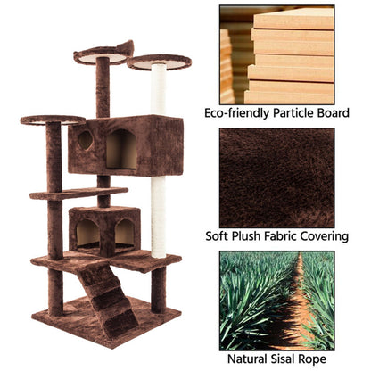 BEESCLOVER Multi-level Cat Tree Condo Furniture Cat Climbing Frame Kittens Cats Pets Brown