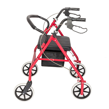 DSSTYLES Basket Walker Chair Wheel Rollator Walker Removable Back Support Red