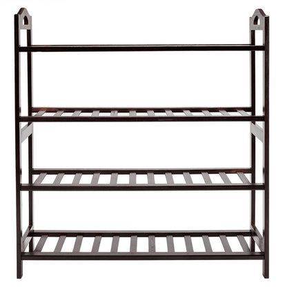 ALICIAN Bamboo Shoe Rack with Handles 12-batten 4 Tiers Multipurpose Coffee