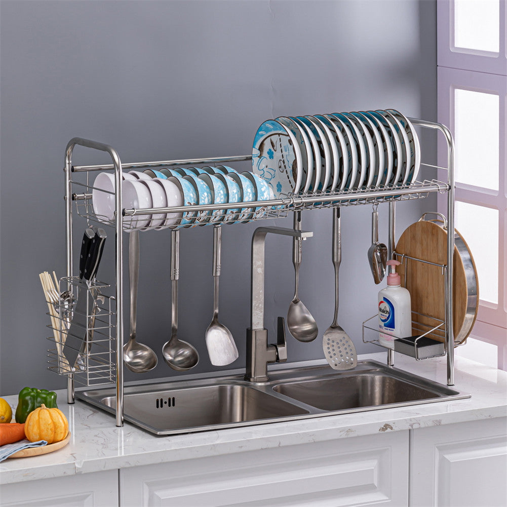 RONSHIN Single Layer Bowl Rack Shelf Dish Drainer Kitchen Organizer Silver