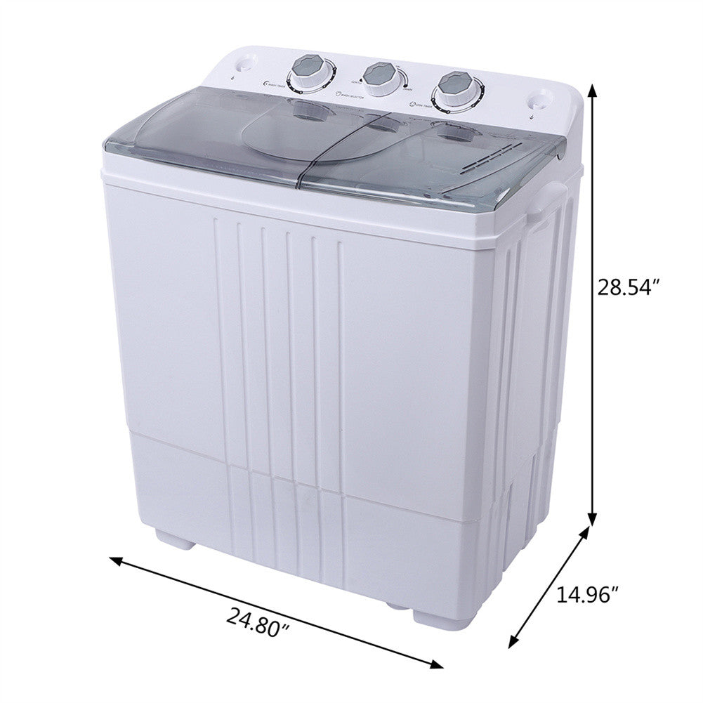 ZOKOP 16.5Lbs Semi-Automatic Washing Machine with Double Tub Grey