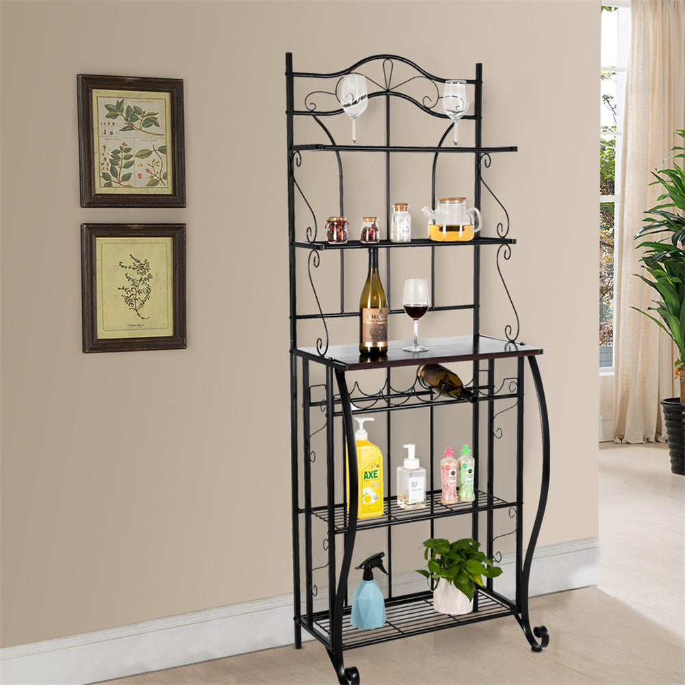 RONSHIN 5-tier Metal Kitchen Rack Storage Holder Organizer Black