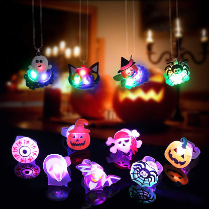 CYNDIE 54pcs Halloween Light Up Rings Toys