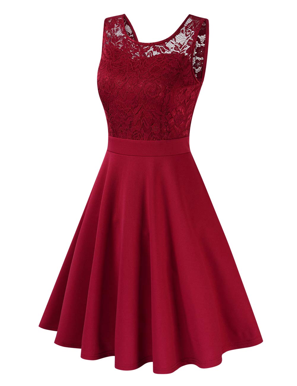 Women's Vintage Floral Lace Dress Cocktail Party Wedding Formal Swing Midi Dresses