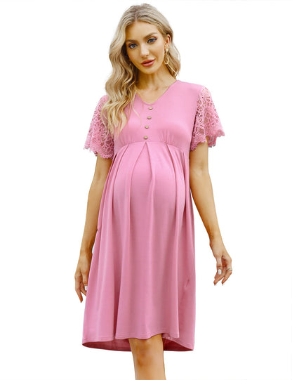 Maternity Dress Women's Off Shoulder Casual Midi Dress