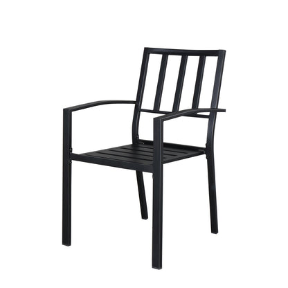 ALICIAN 2PCS Vertical Grid Iron Dining Chair with Arms Backrest