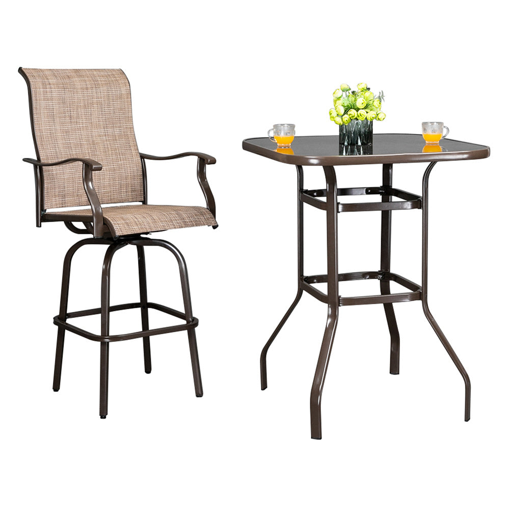 AMYOVE Bar Table Patio Table Bistro High Top Patio Table Outdoor Brown