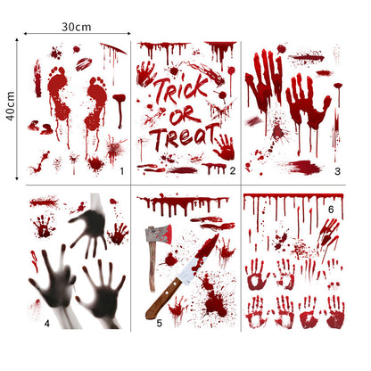 CYNDIE Halloween Decoration Bloody Handprints Footprints Pattern Wall Stickers