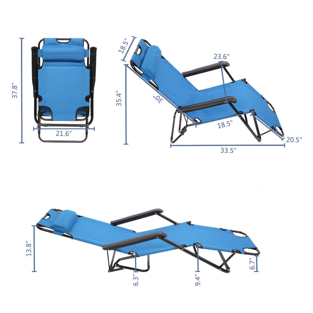 ALICIAN Portable Camping Outdoor Seat Lounge Travel Folding Dual-use Extended Recliner Blue