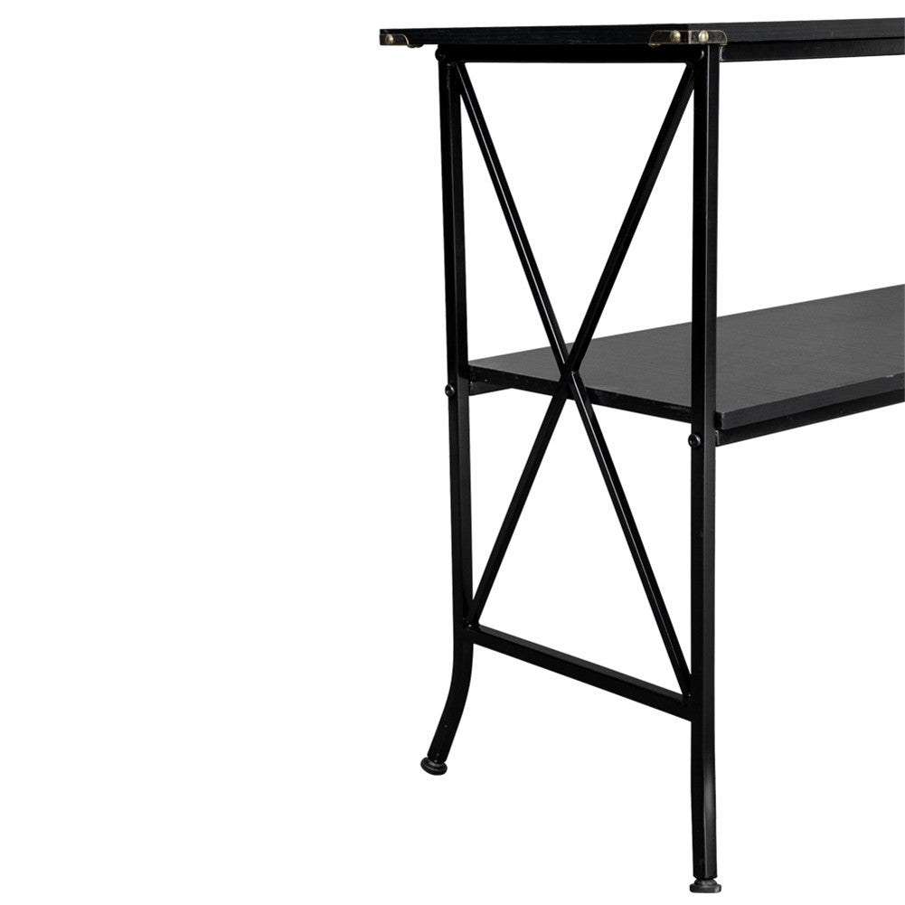 AMYOVE 2 Tier Console Table Household Desk Furniture Black