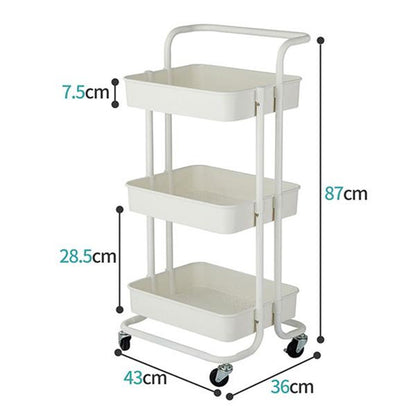 RONSHIN 3 Layers Storage Cart for Kitchen Bedroom Milk White