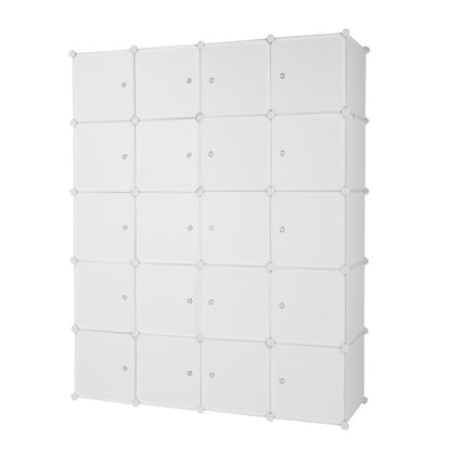 AMYOVE 5-layers 20-grids Modular Closet Cabinet Storage  Shelves Cube Organizer White