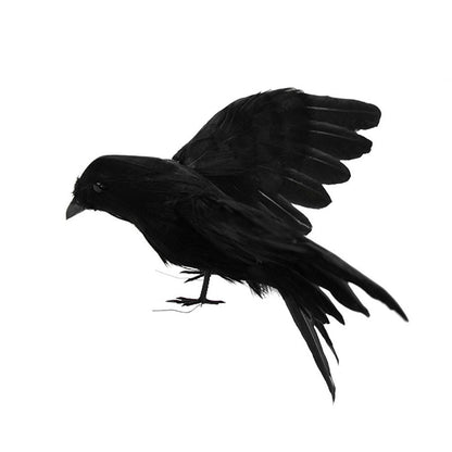 CYNDIE 1pc Black Feathered Crow Extra Large Handmade Realistic Shape Birds For Halloween