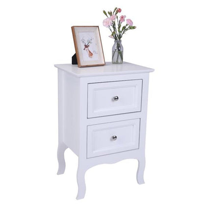 AMYOVE Nightstand with 2 Drawer Side End Wood Bedside Tables White