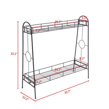 ALICIAN 2-tier Standing Plant Stand Round Pattern Plant Rack Black