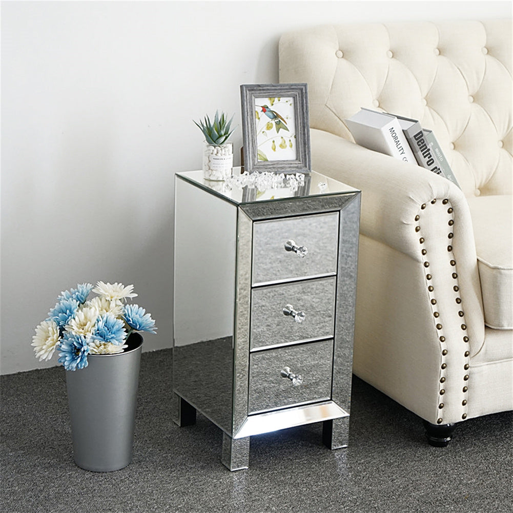 ALICIAN Modern Mirrored Night Stands with 3 Drawers Bedside Table End Table