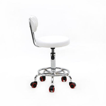 ALICIAN Salon Stool Leather Sponge Adjustable Spa Bar Stool White