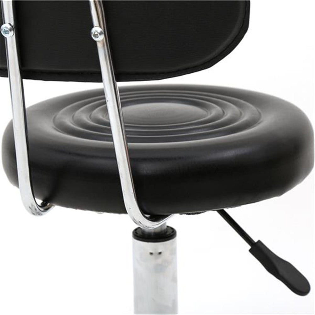 ALICIAN Rolling Swivel PU Leather Salon Stool Office Chair with Back Support Black