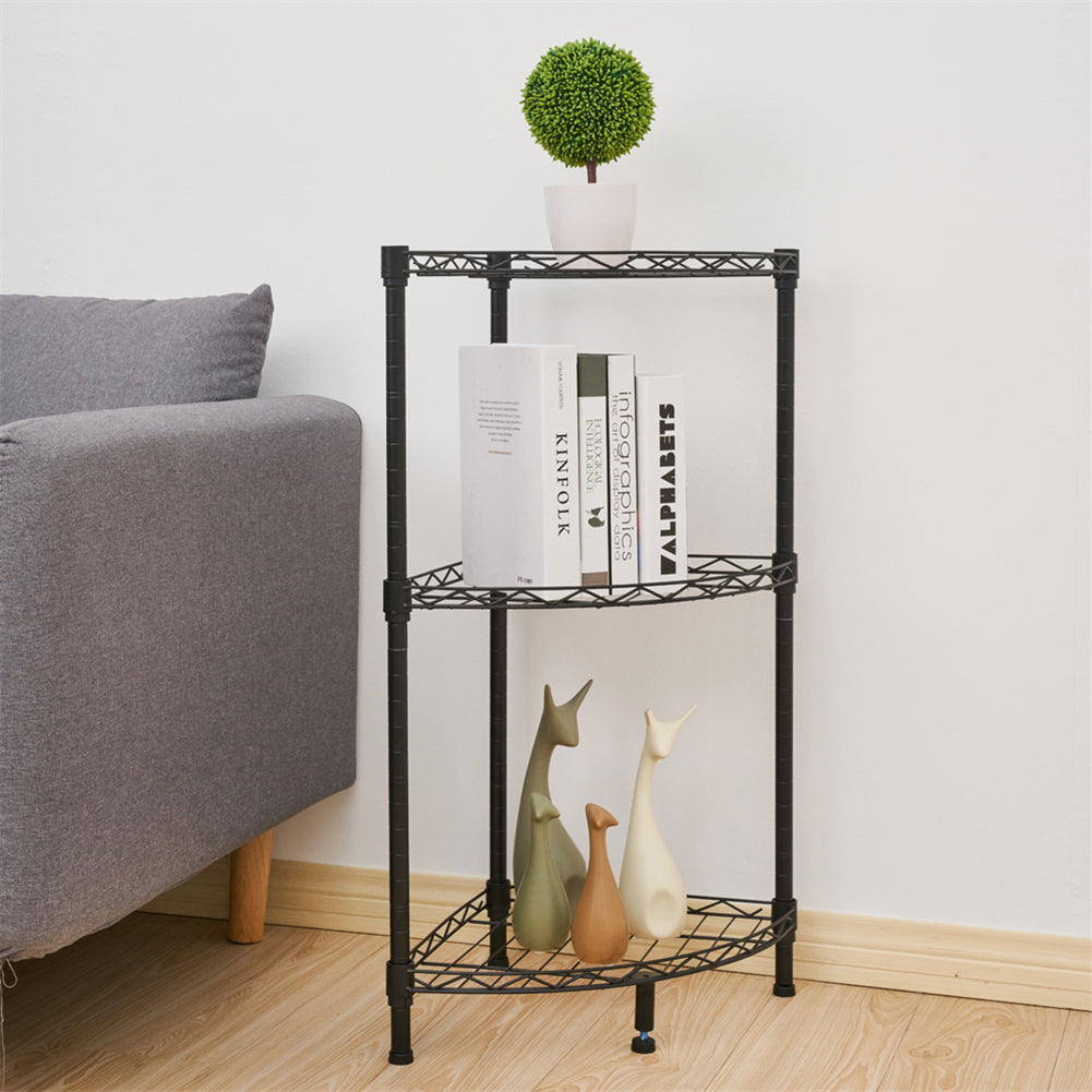 RONSHIN 3 Tier Corner Shelf Rustic Display Storage Shelves Black